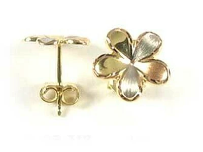 10K Yellow White & Rose Gold Tri Color Children's Stud Earrings