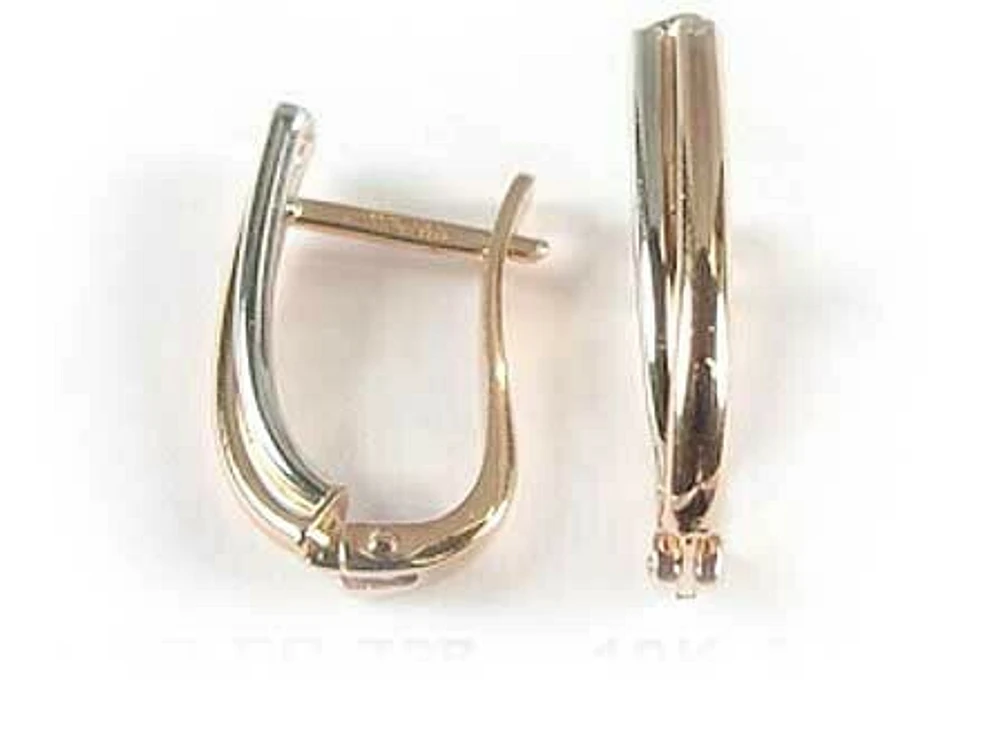 10K White & Rose Gold Two Tone Lever Back Earrings