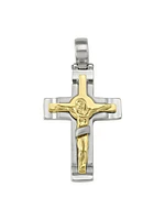 Yellow And White Gold Two Tone Crucifix 14KT & 18KT