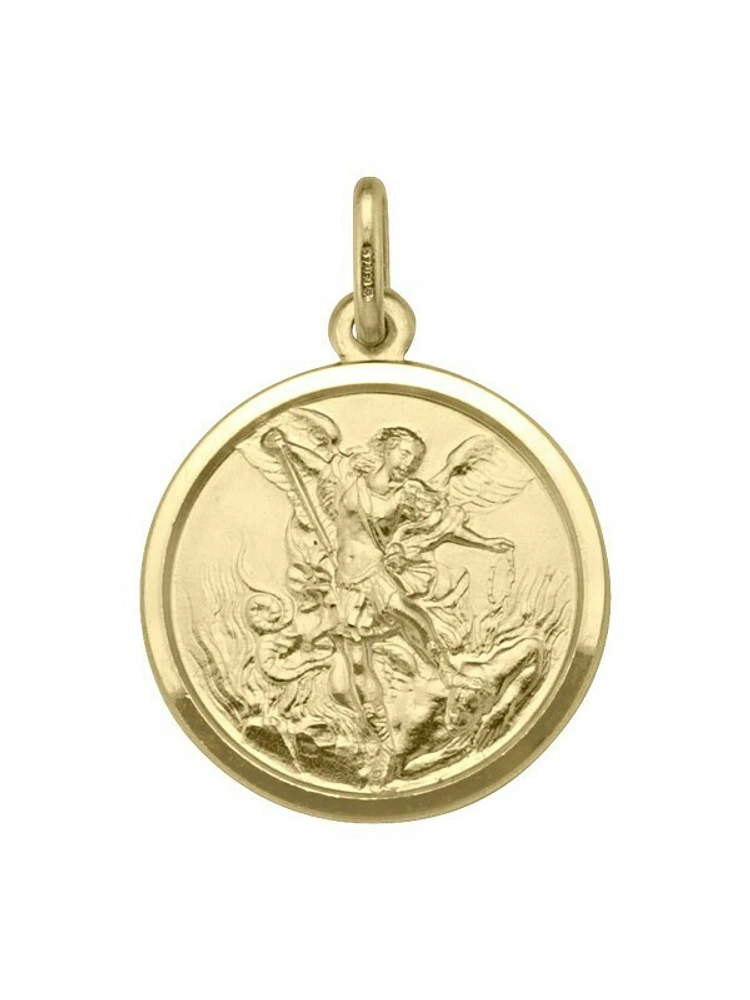 Yellow Gold Solid St. Michael Medal 18KT