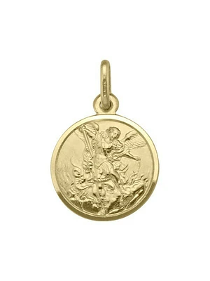 Yellow Gold Solid St. Michael Medal 18KT