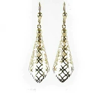 10K Yellow Gold Shimmer Cut Fancy Dangle Earrings