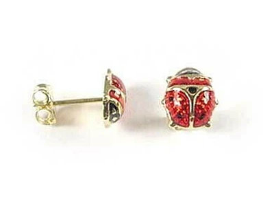 10K Yellow Gold Lady Bug Children's Stud Earrings