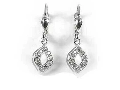 10K White Gold Lever Back Dangle Round Cubic Children's Earrings