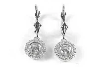 10K White Gold Dangle Round Cubic Children's Earrings