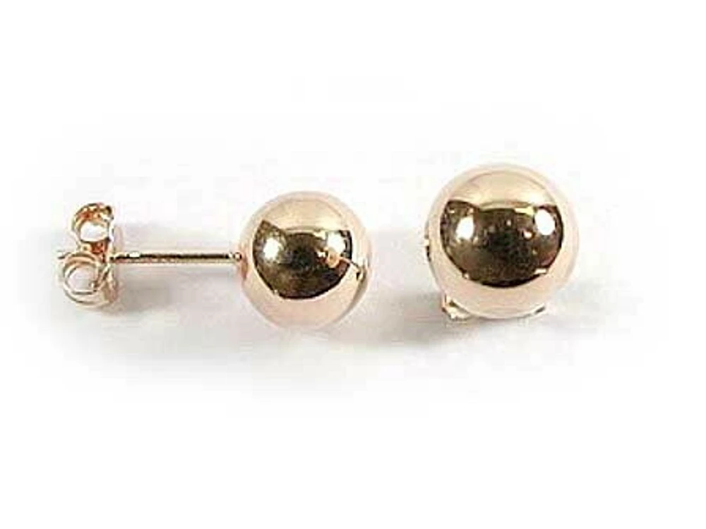 10K Rose Gold 8MM High Polish Ball Stud Earrings