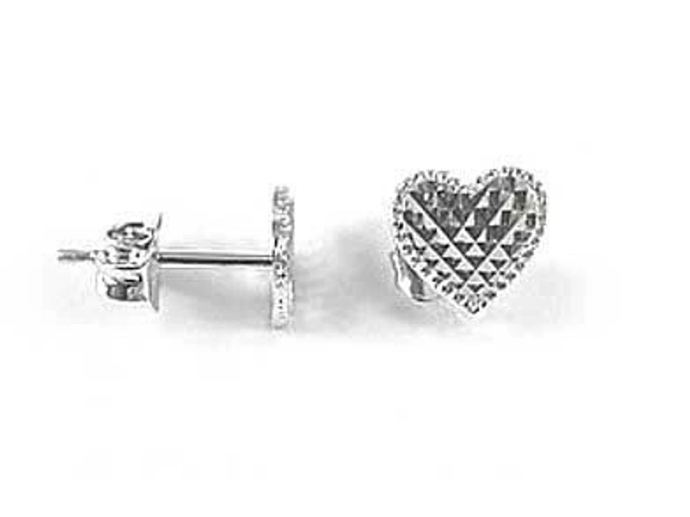 10K White Gold Heart Shimmer Cut Children's Stud Earrings