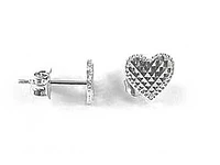 10K White Gold Heart Shimmer Cut Children's Stud Earrings