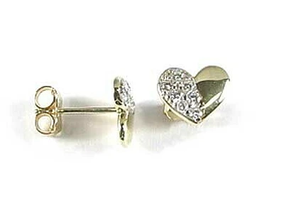 10K Yellow Gold Heart  Cubic Children's Stud Earrings