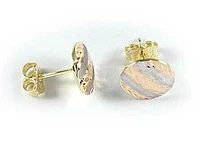 10K Yellow & White Gold Stripe Stud Earrings