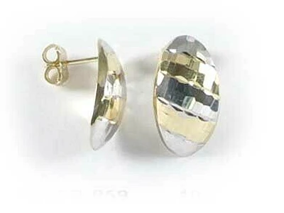 10K Yellow & White Gold Shimmer Cut Stud Earrings