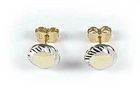 10K Yellow & White Gold Shimmer Stud Earrings