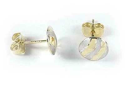 10K Yellow & White Gold Wave Stud Earrings