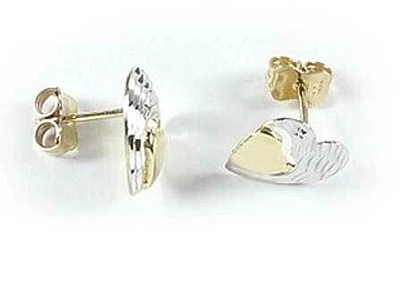 10K Yellow & White Gold Heart Shimmer Cut Stud Earrings