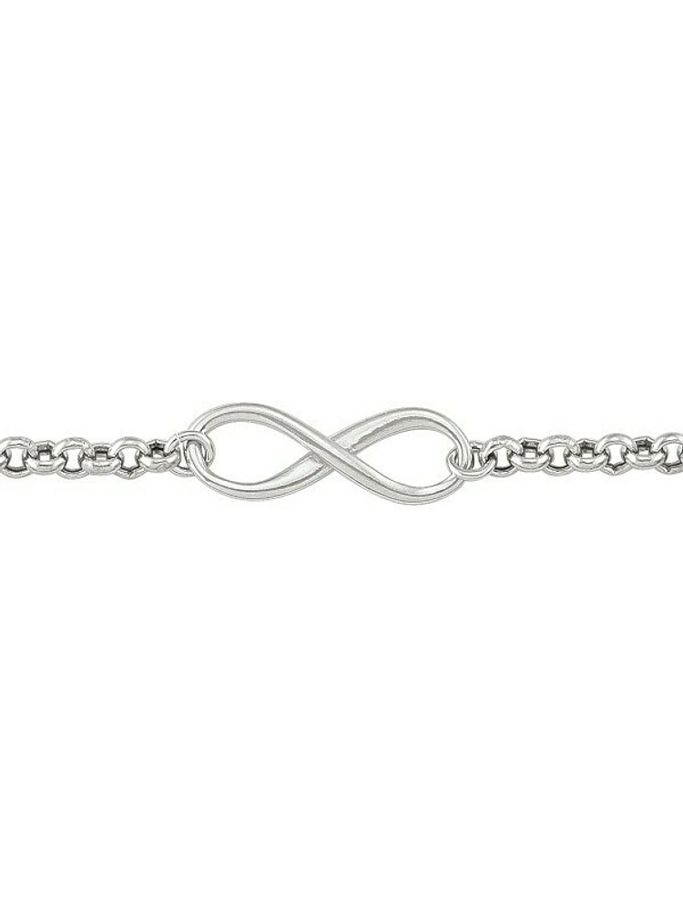 Sterling Silver Rhodium Plated Infinity Bracelet