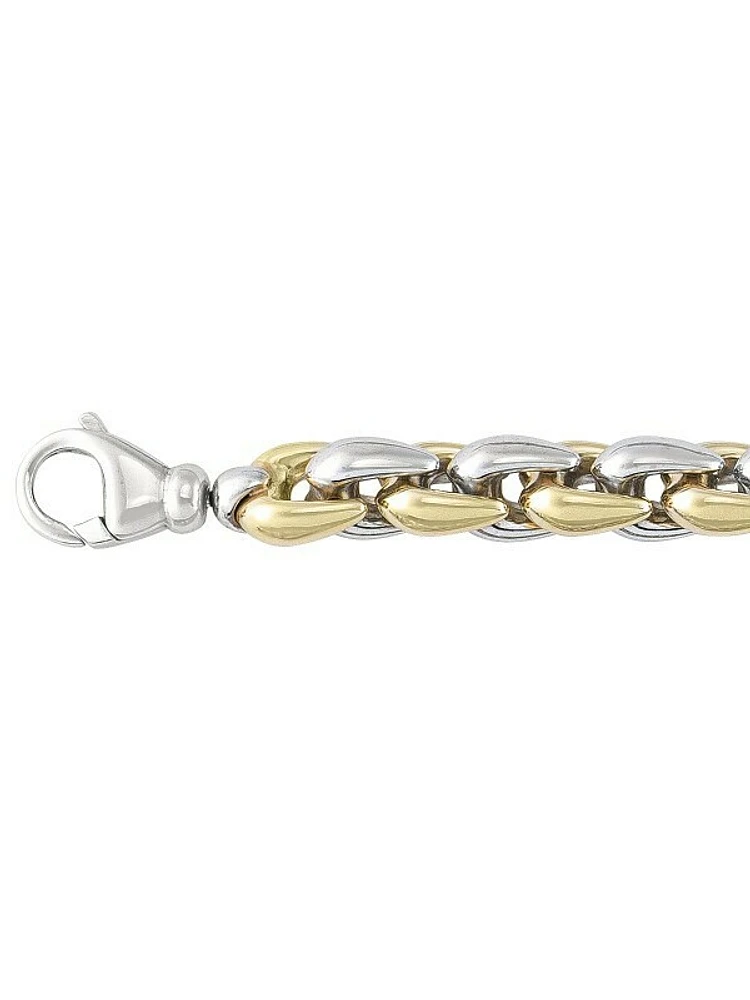 Sterling Silver Gold Plated And Rhodium Finish Fancy Bracelet