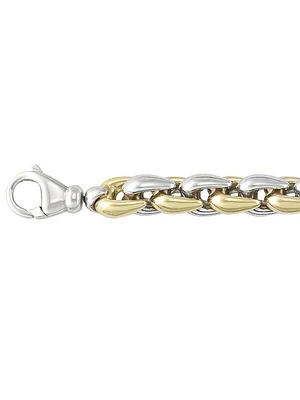 Sterling Silver Gold Plated And Rhodium Finish Fancy Bracelet