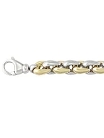 Sterling Silver Gold Plated And Rhodium Finish Fancy Bracelet