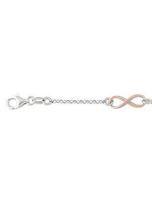 Sterling Silver Pink & Rhodium Plated Infinity Station Bracelet