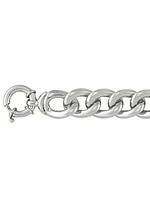 Sterling Silver Fancy Rhodium Plated Hollow Curb Link Bracelet