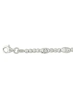 Sterling Silver Rhodium Plated Diamond Cut Fancy Ball Bracelet