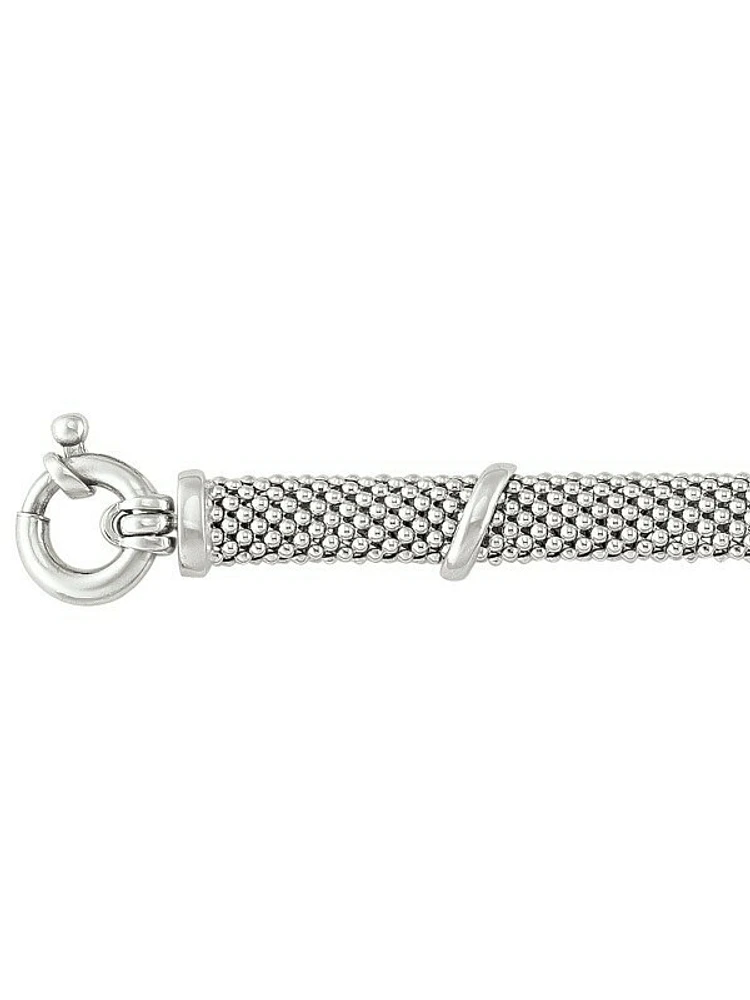 Sterling Silver Fancy Mesh Link Ladies Bracelet