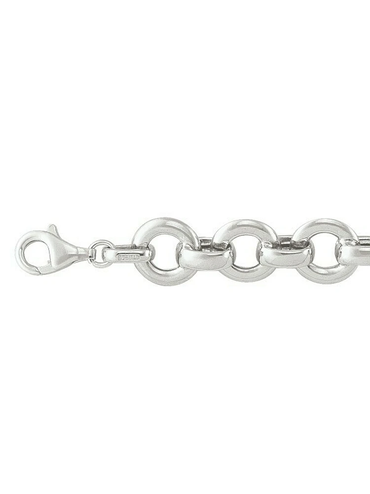 Sterling Silver Fancy Rhodium Plated Hollow Link Bracelet