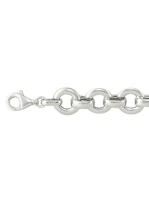 Sterling Silver Fancy Rhodium Plated Hollow Link Bracelet