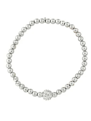 Sterling Silver Rhodium Palted Ball Bracelet With CZ Ball