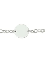 Sterling Silver Rhodium Plated Hollow Link Bracelet With Disc