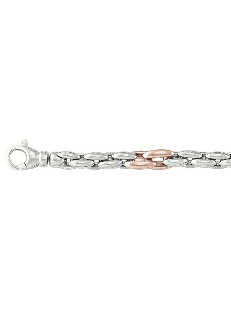 Pink And White Two Tone Silver Bracelet