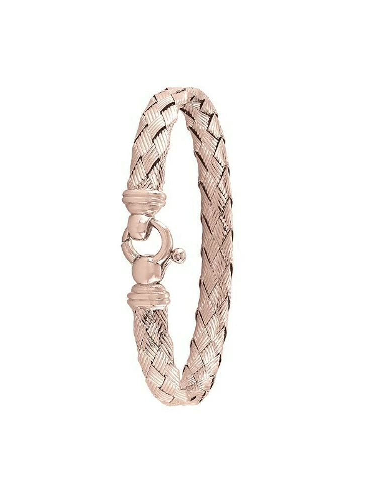 Sterling Silver Pink Gold Plated Fancy Bangle