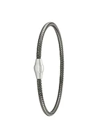 Sterling Silver Black Rhodium Magnetic Clasp Bangle