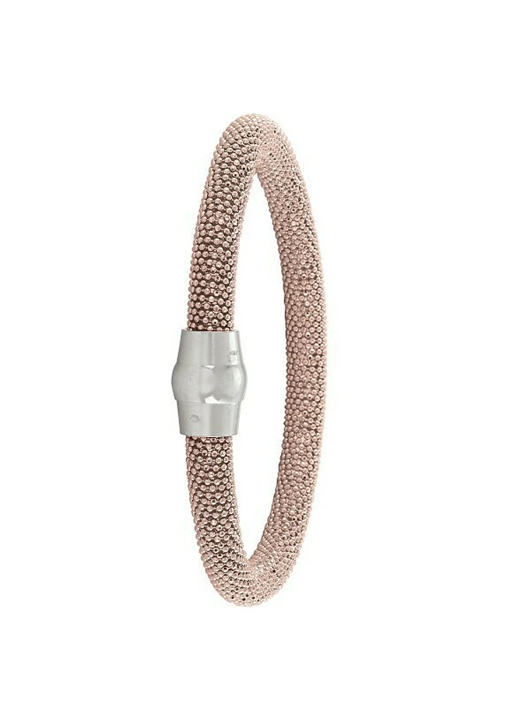 Sterling Silver Pink Gold Plated Magnetic Clasp Bangle