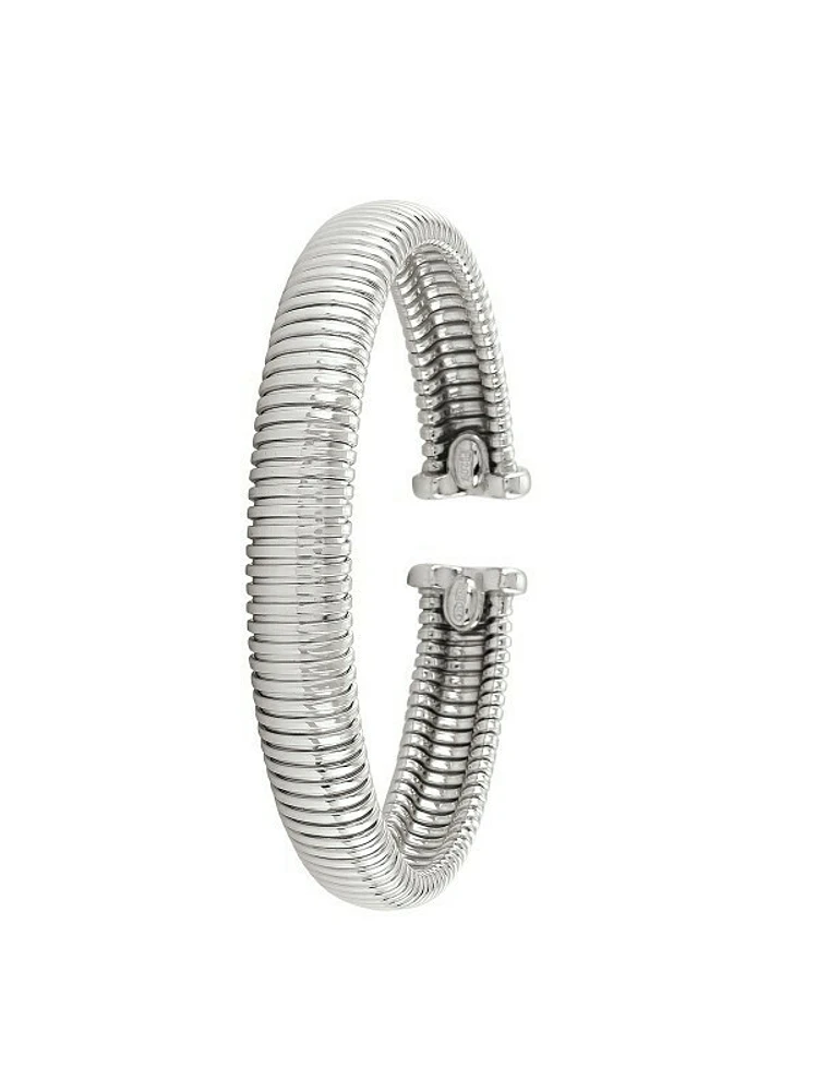 Sterling Sivler Rhodium Plated Fancy Cuff Bangle