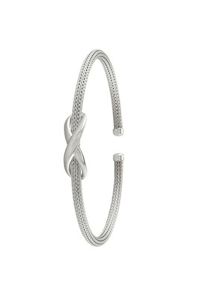 Sterling Silver Rhodium "X" Bangle