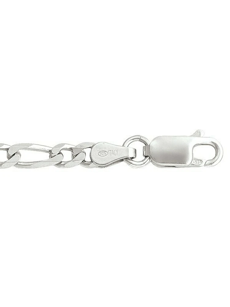 Silver Rhodium Solid Figaro Link Chain