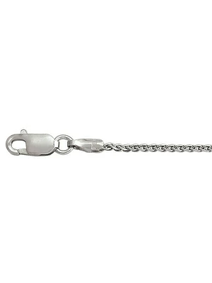 Silver Rhodium Solid Round Wheat Link Chain