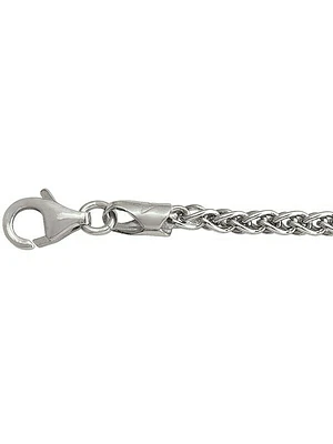 Silver Rhodium Solid Round Wheat Link Chain