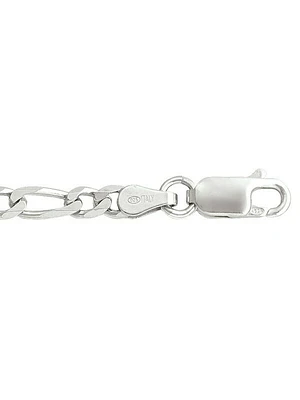 Silver Rhodium Solid Figaro Link Bracelet