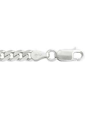 Silver Rhodium Solid Heavy Curb Link Bracelet