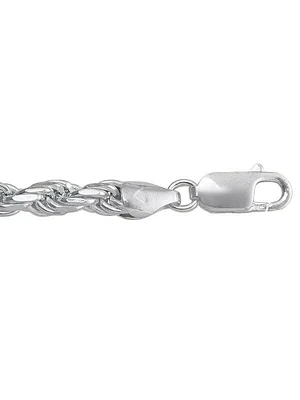 Silver Solid Diamond Cut Rope Link Chain