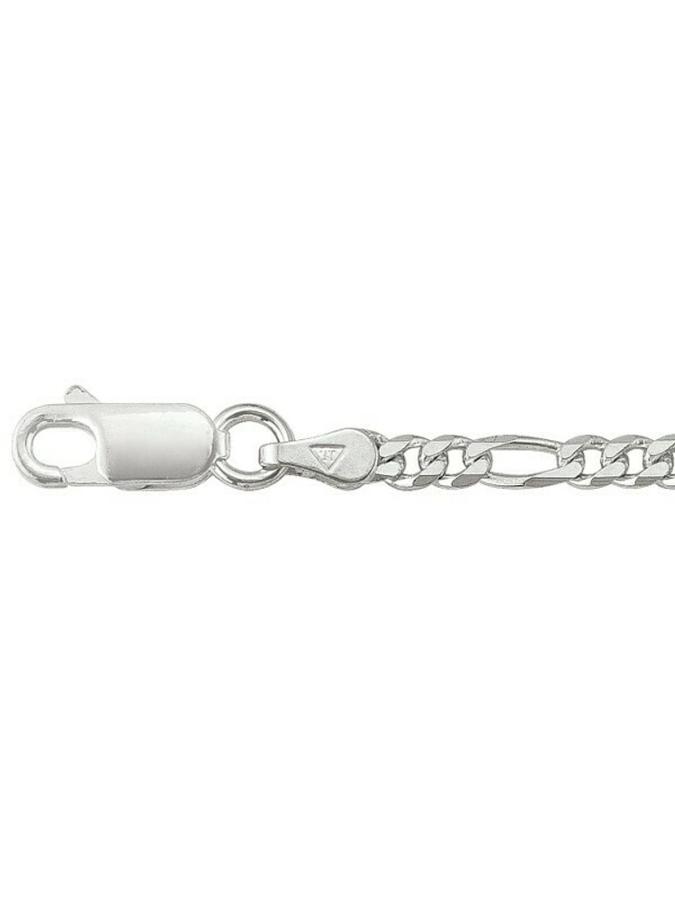 Silver Solid Figaro Link Bracelet