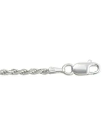 Silver Solid Diamond Cut Rope Link Bracelet