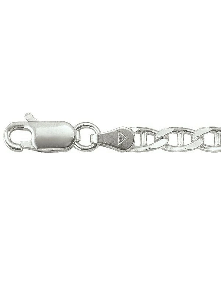 Silver Solid Flat Anchor Link Bracelet