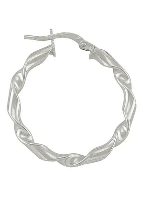 Sterling Silver Rhodium Plated Fancy Twist Hoop Earring