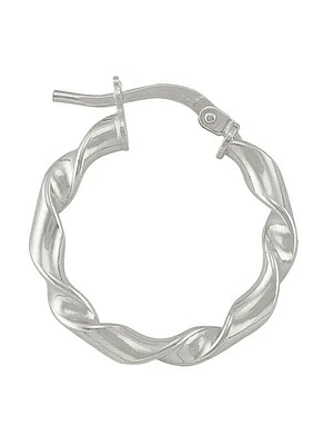 Sterling Silver Rhodium Plated Fancy Twist Hoop Earring