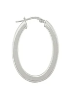 Sterling Silver Oval Plain Hoop Earring