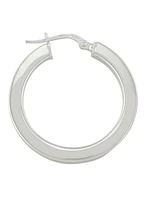 Sterling Silver Square Tubing Hoop Earring