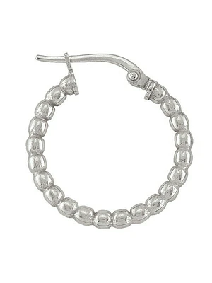 Sterling Silver Rhodium Plated Fancy Bead Hoop Earring